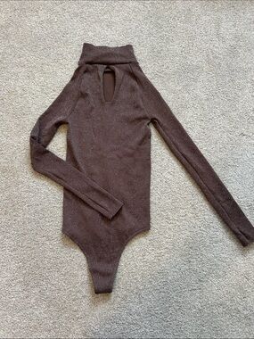Intimately Free People Brown Sparkle Knit Turtleneck Bodysuit NWT Size M/L